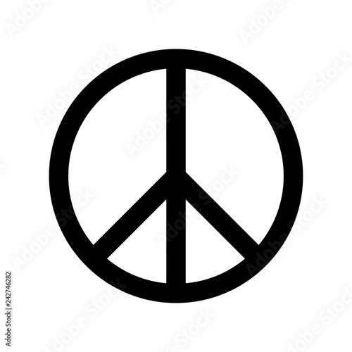 Peace symbol. Simple flat vector icon. Black sign on white backround.