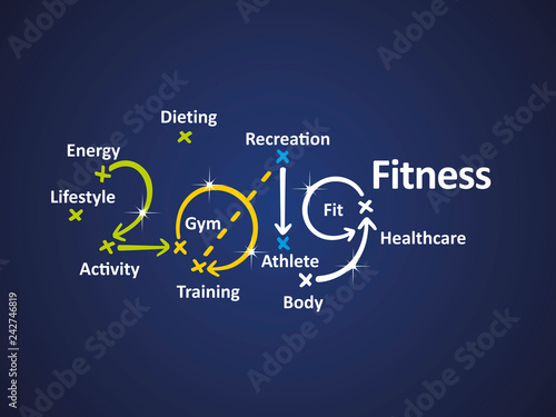 Fitness 2019 blue background vector