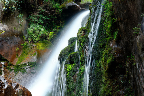 Water fall inside a ravine in the Huancayo mountain range  a place full of nature and tranquility