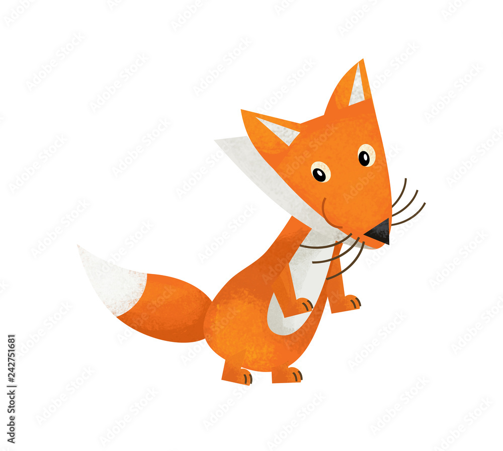 cartoon scene with fox on white background - illustration for children cartoon scene with fox on white background - illustration for children