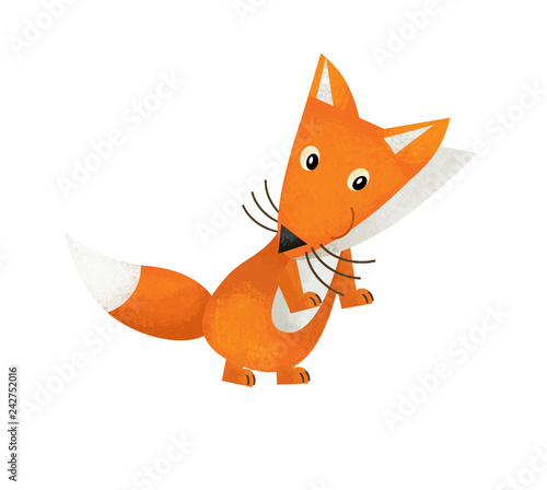 cartoon scene with fox on white background - illustration for children