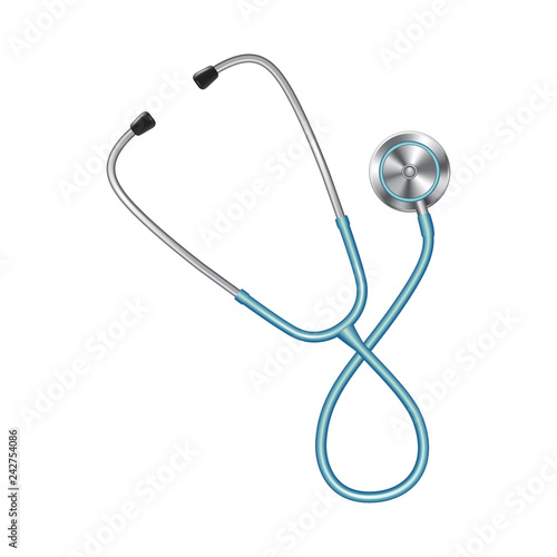 Colored stethoscopes icon, medical equipment for doctor, heart shape, vector illustration isolated on shite background
