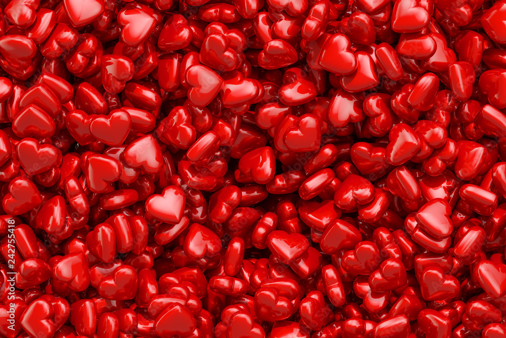 Background from red hearts, 3D rendering Background from red hearts, 3D rendering
