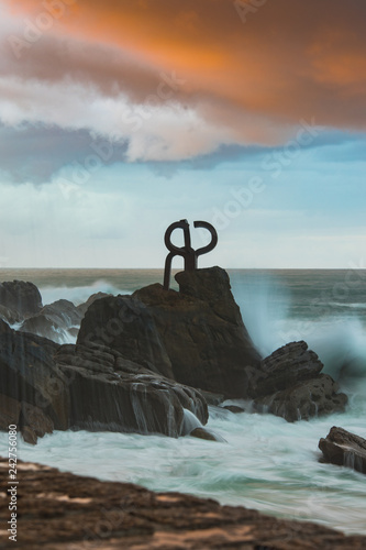 The famous comb of wind (Haize Orrazia / Peine de los vientos) at Donostia-San Sebastian, Basque Country.	 photo