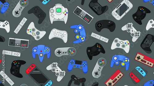 Video game controller background Gadgets seamless pattern