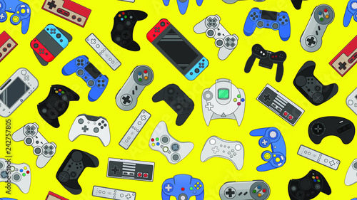 Video game controller background Gadgets seamless pattern photo