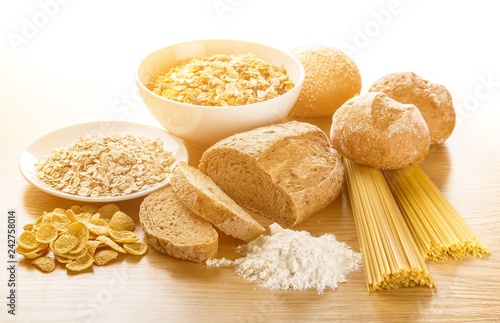 Bread pasta rice wheat flour isolated loaf of bread