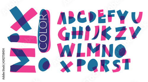 Font sent colorful mixcolor style. vector