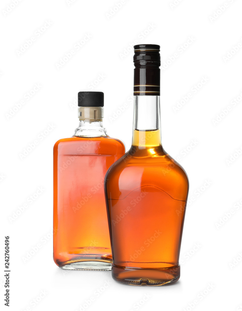 Bottles of scotch whiskey on white background Bottles of scotch whiskey on white background