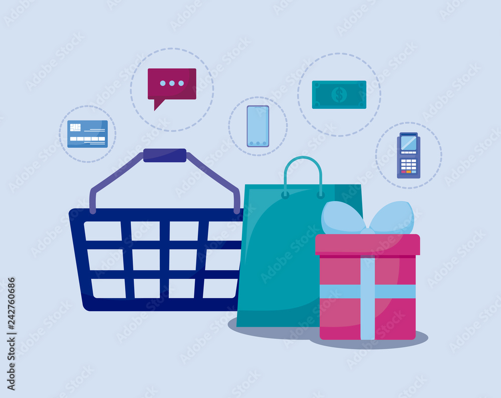 social media marketing with shopping basket social media marketing with shopping basket