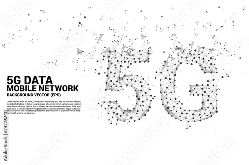 Vector Polygon dot connect line shaped 5G mobile networking networking. Concept for mobile sim card technology and network.