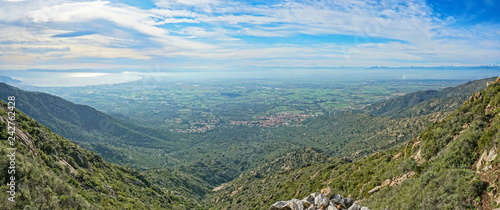 Spain Catalonia panoramic view over the Emporda plain and the gulf of Roses, Mediterranean, Girona, Alt Emporda, Costa Brava © dam