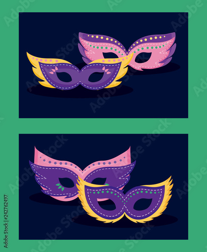 mardi gras card with masks
