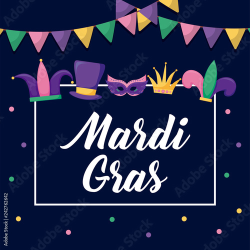 mardi gras card set icons