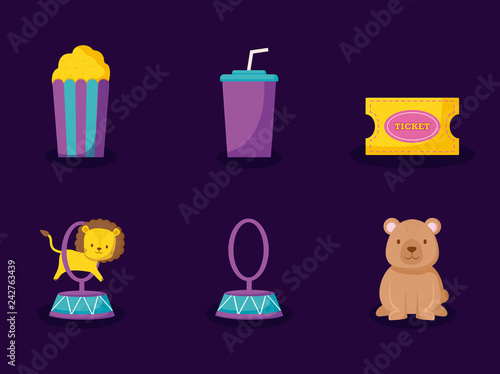carnival celebration set icons
