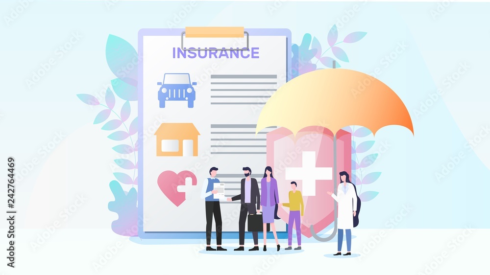 Total Property and Health Insurance Flat Vector Total Property and Health Insurance Flat Vector