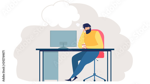 Businessmen Thinking About New Ideas Flat Vector