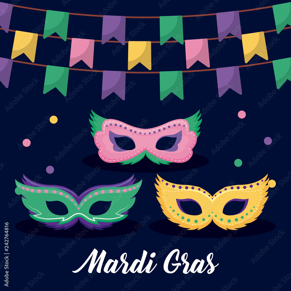 mardi gras card with masks