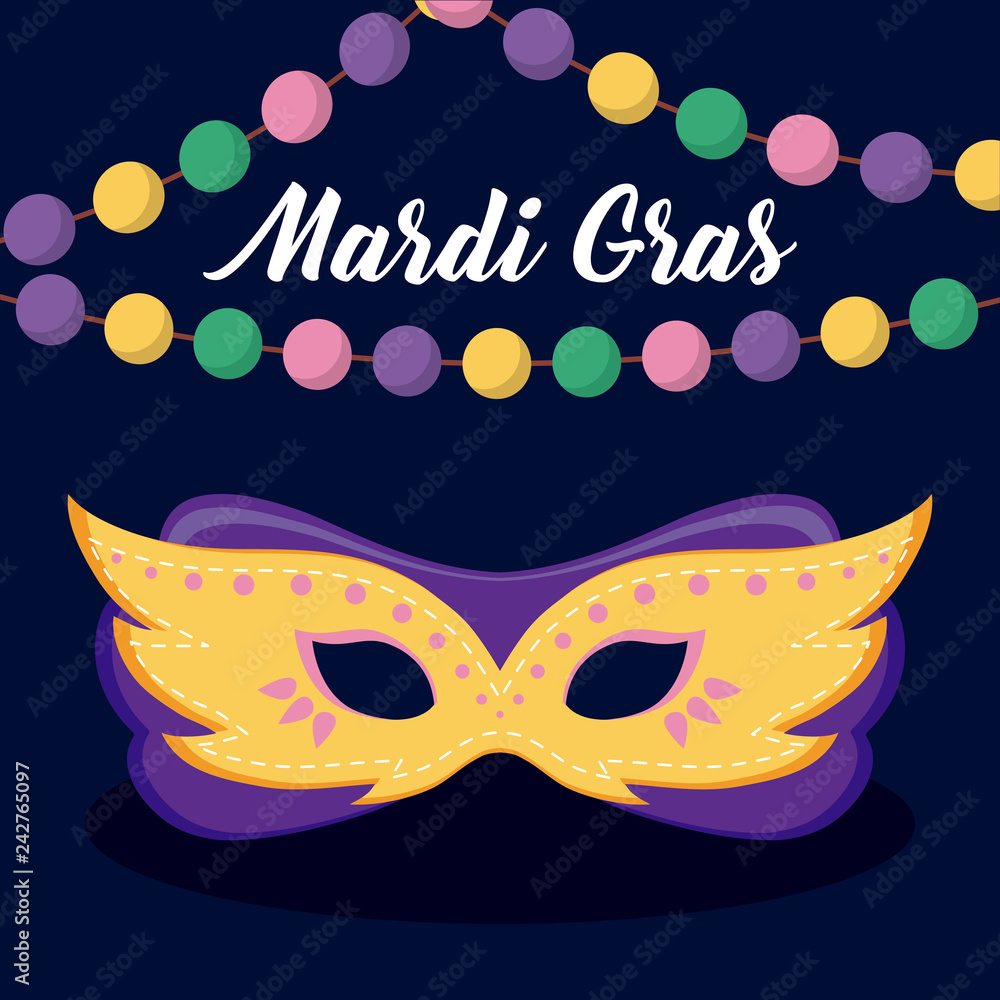 mardi gras card with mask