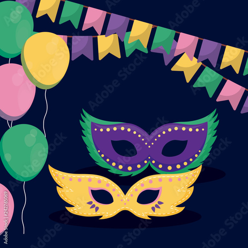 mardi gras card with masks