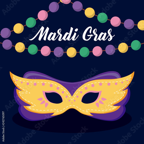 mardi gras card with mask
