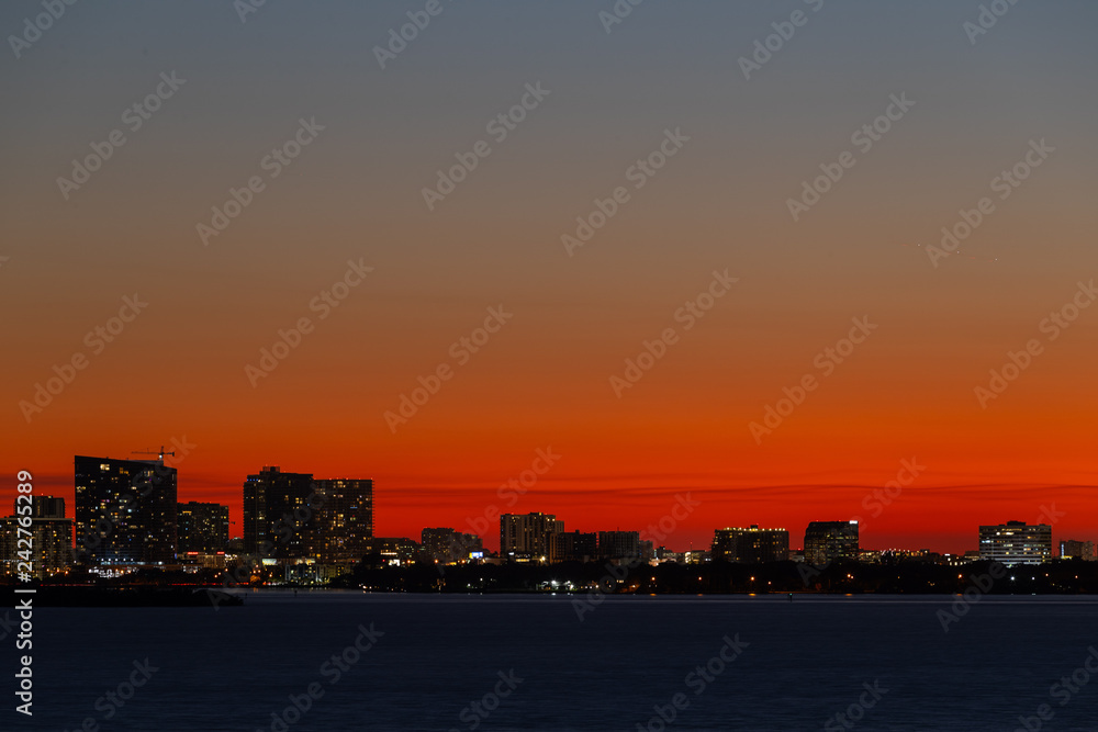 skyline at sunset