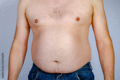 Bild auf Leinwand Shirtless overweight caucasian man