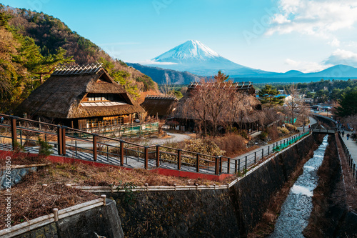 Iyashino Sato Nenba Healing Village with Mt. Fuji in the background, Japan photo