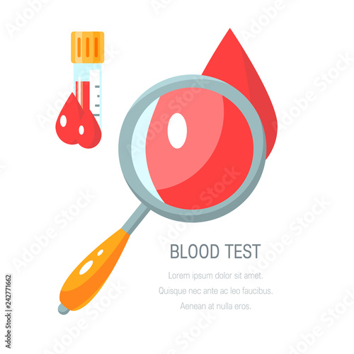 Blood test concept, vector design in flat style