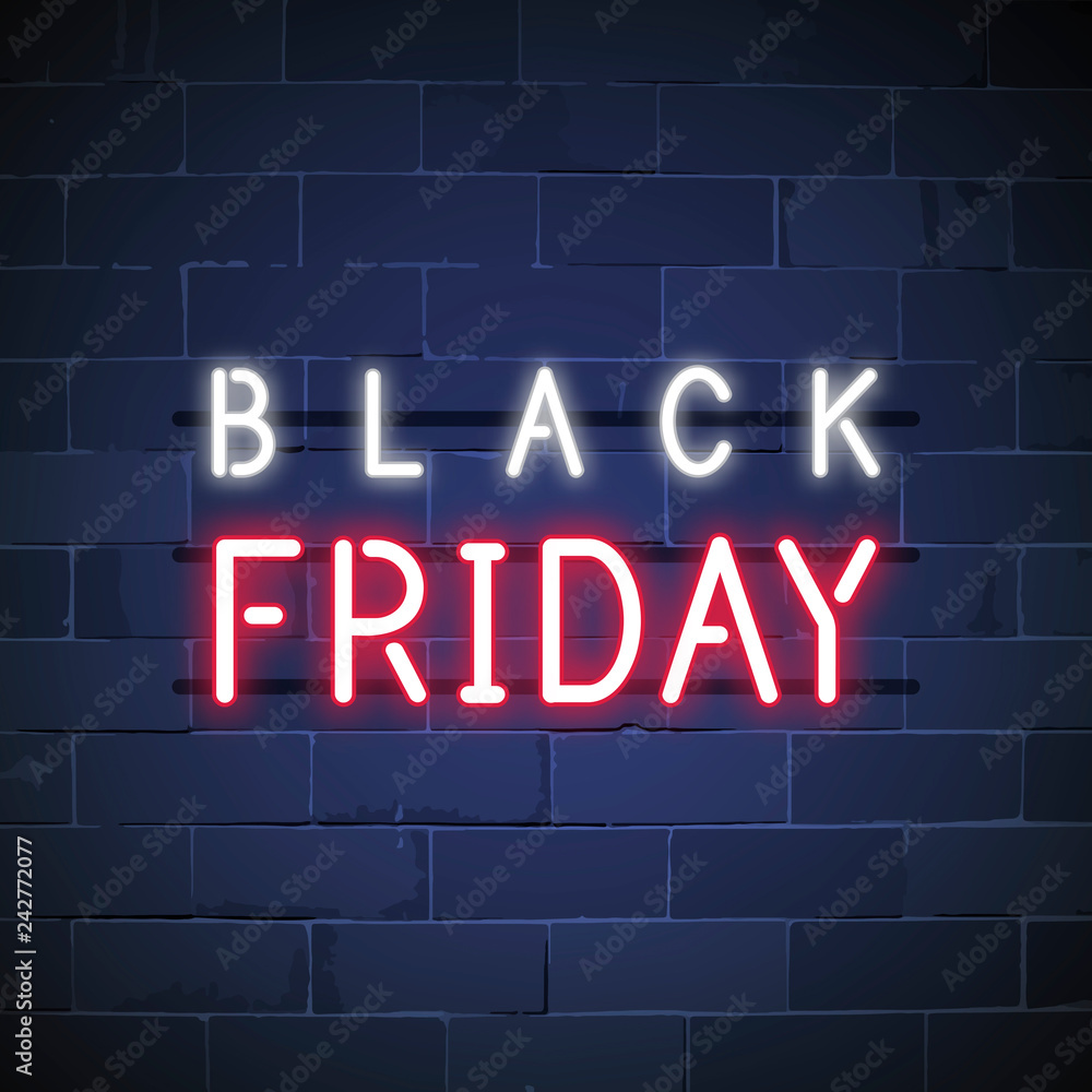 Black Friday neon sign vector