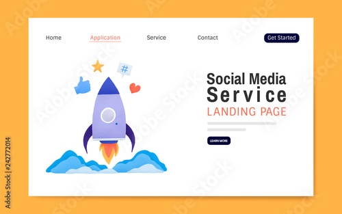 Social media service landing page layout vector