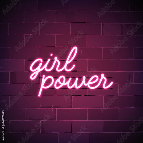 Girl power neon sign vector