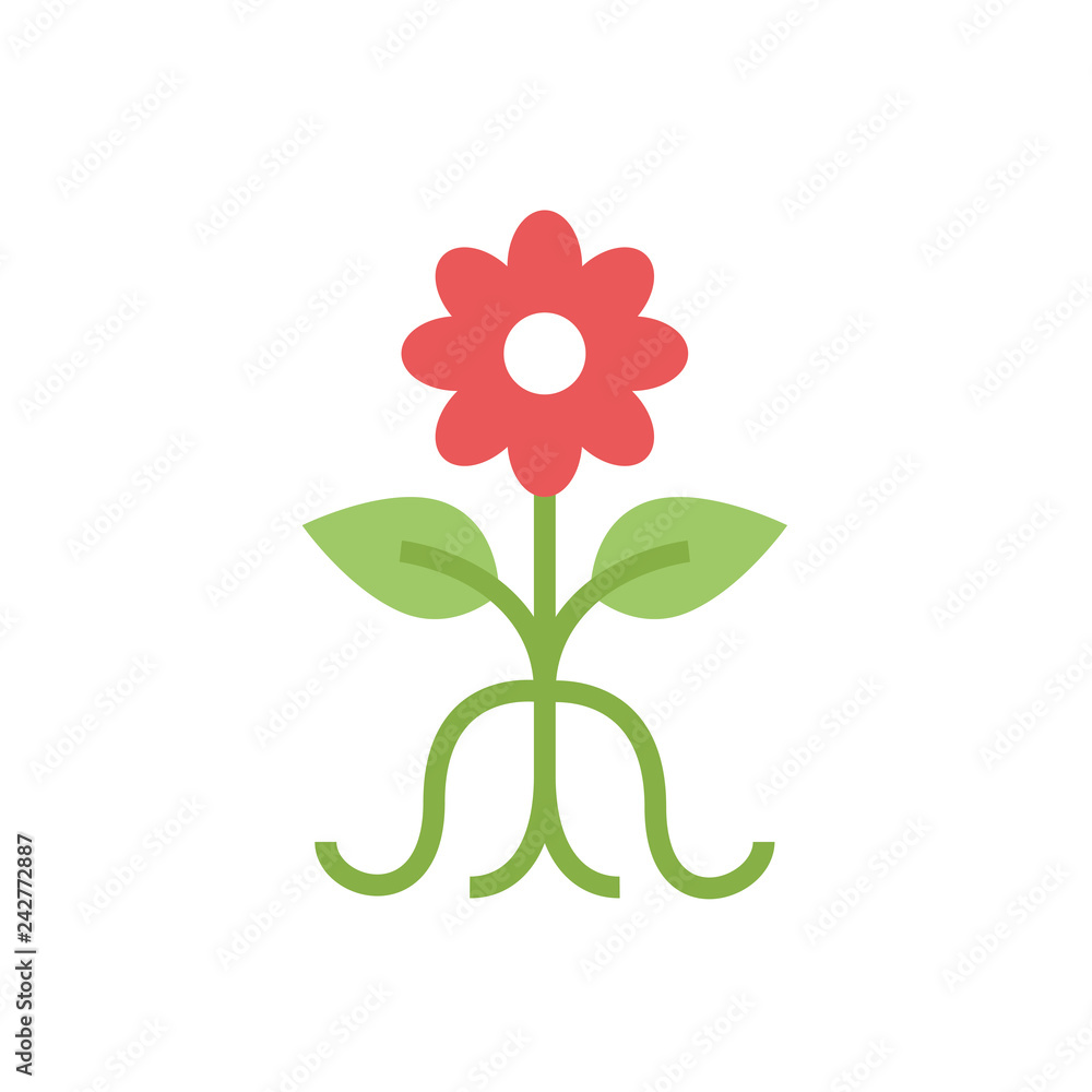 Silhouette icon flower with roots