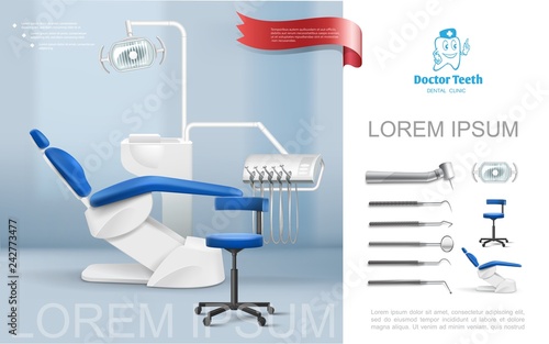 Realistic Dentist Workplace Composition
