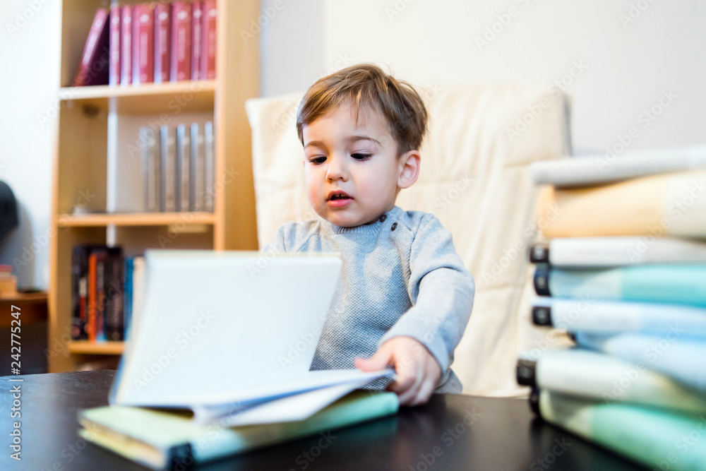 Little Boy PLaying With Books Reading Little Boy PLaying With Books Reading