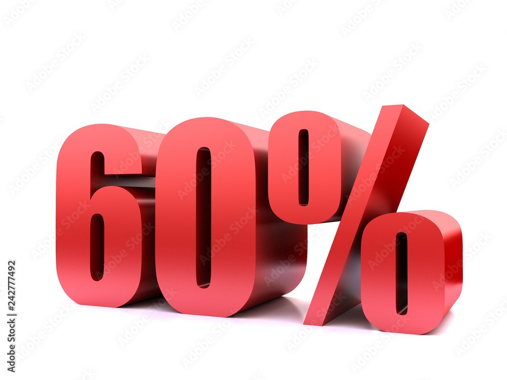 sixty percent 60% symbol .3d rendering sixty percent 60% symbol .3d rendering