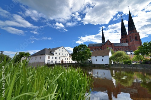 Uppsala University City, Sweden: Character Uppsala College Student. View the majestic Uppsala Cathedral, reflecting the beauty of Uppsala, Sweden. Travel time: May 31 to June 9, 2015; photo taken on:  photo