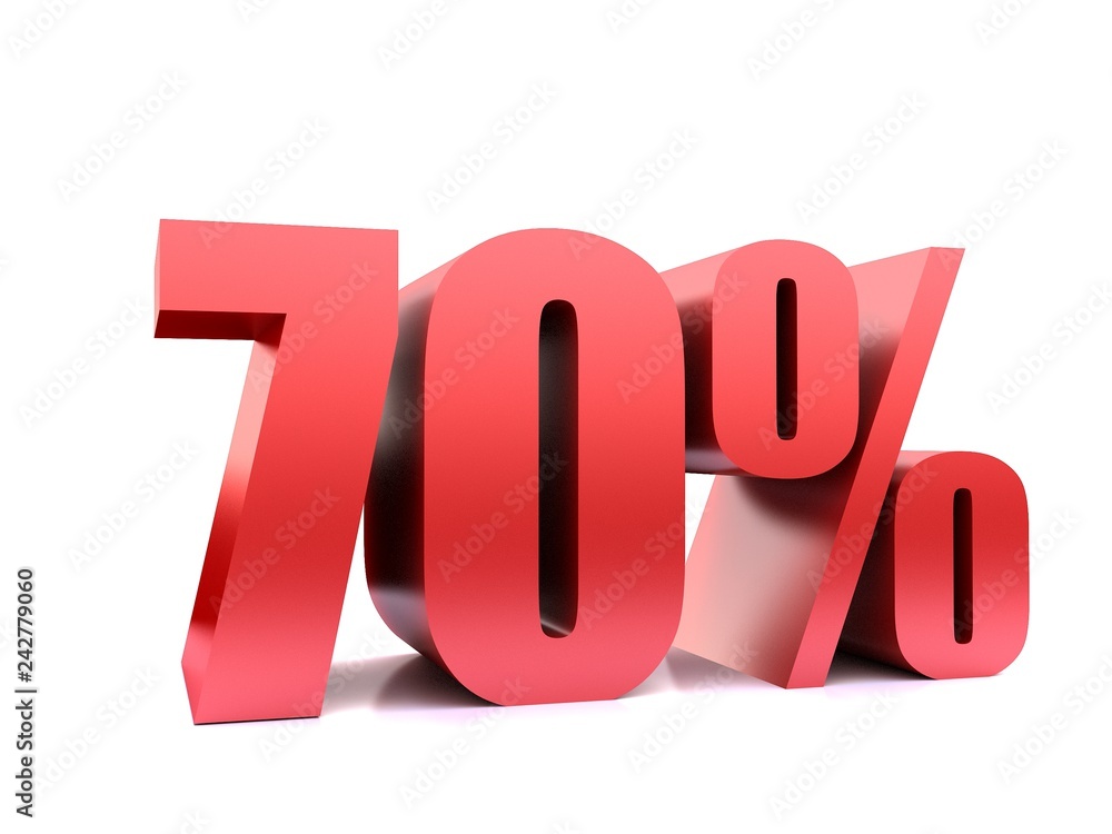 seventy percent 70% symbol .3d rendering seventy percent 70% symbol .3d rendering