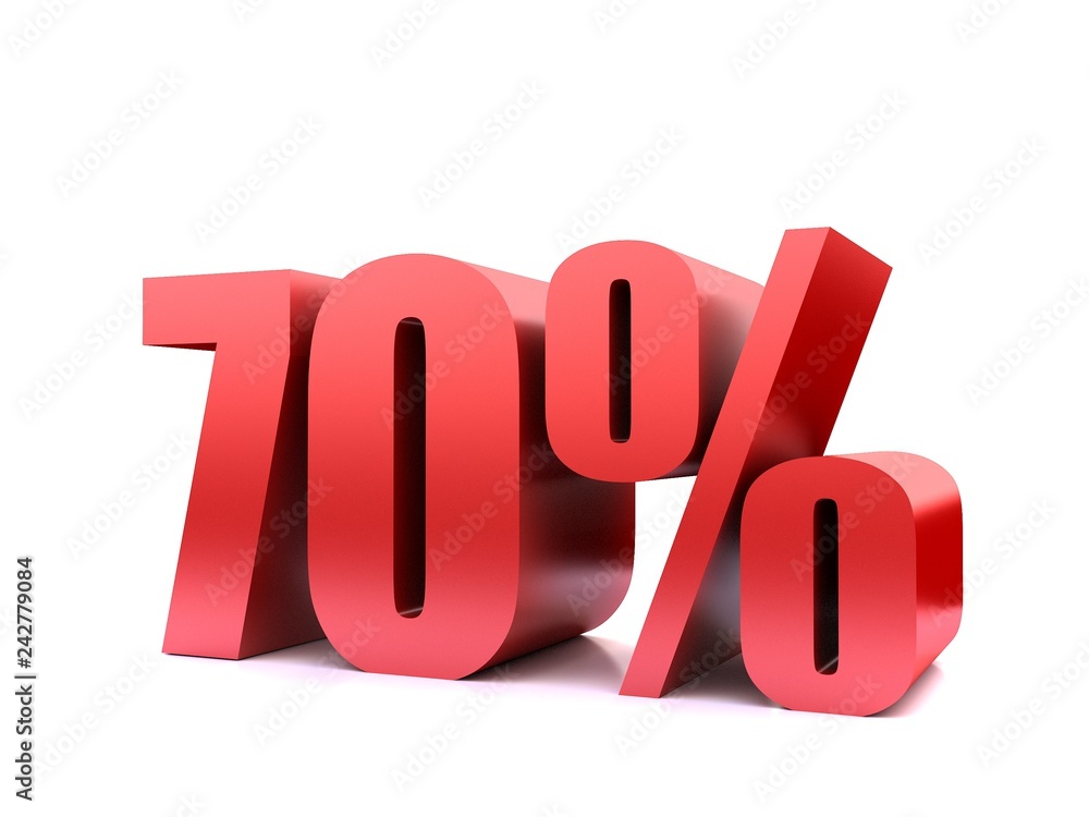 seventy percent 70% symbol .3d rendering seventy percent 70% symbol .3d rendering