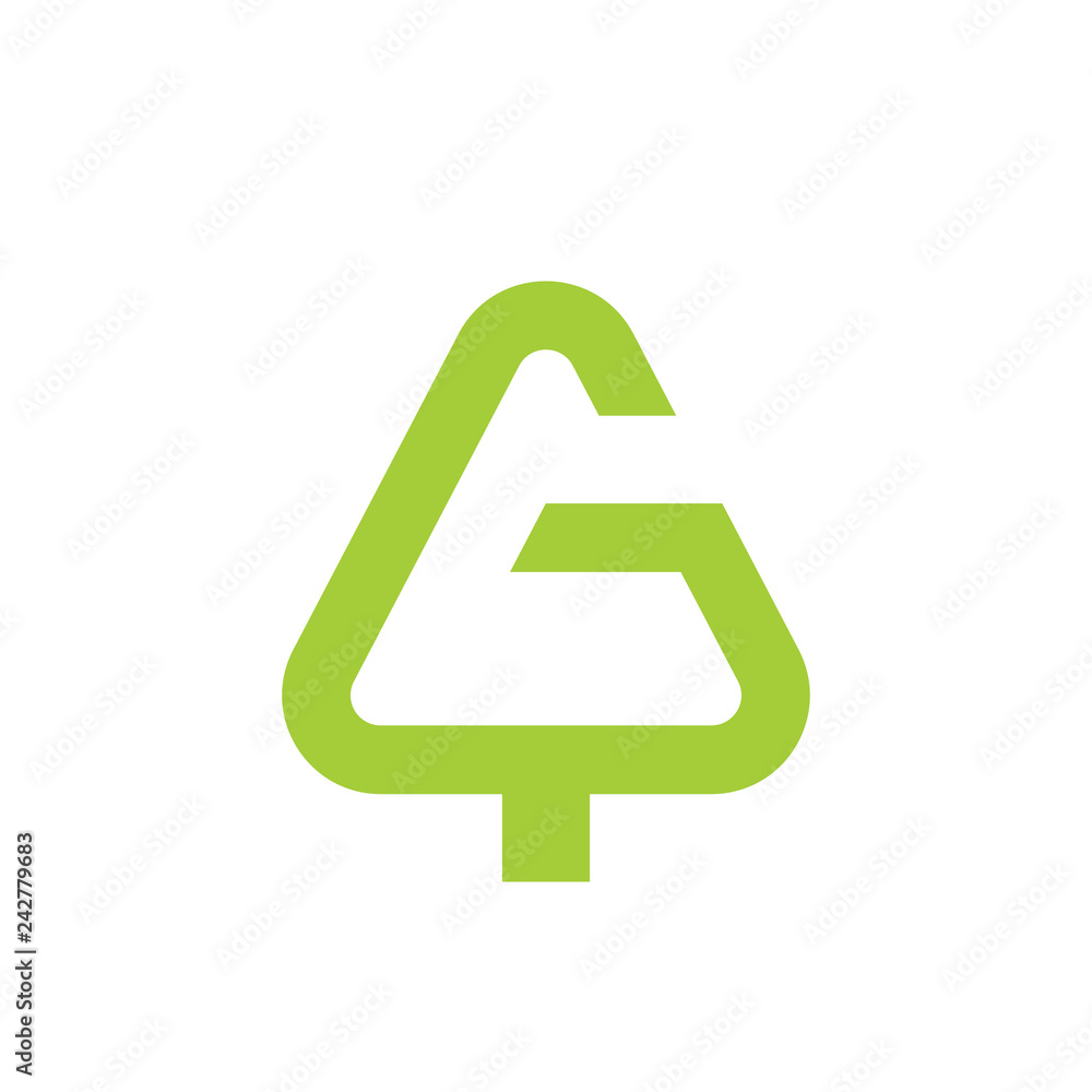 letter g simple geometric green tree logo vector letter g simple geometric green tree logo vector