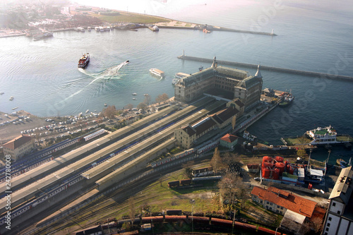 Haydarpasa Railway Station Building from air in Istanbul, Turkey. photo
