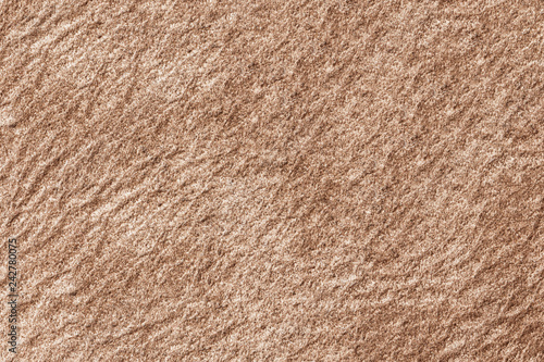 Brown suede fabric texture. Empty copy space background for graphic design.