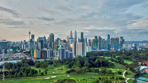 kuala lumpur sunset drone view