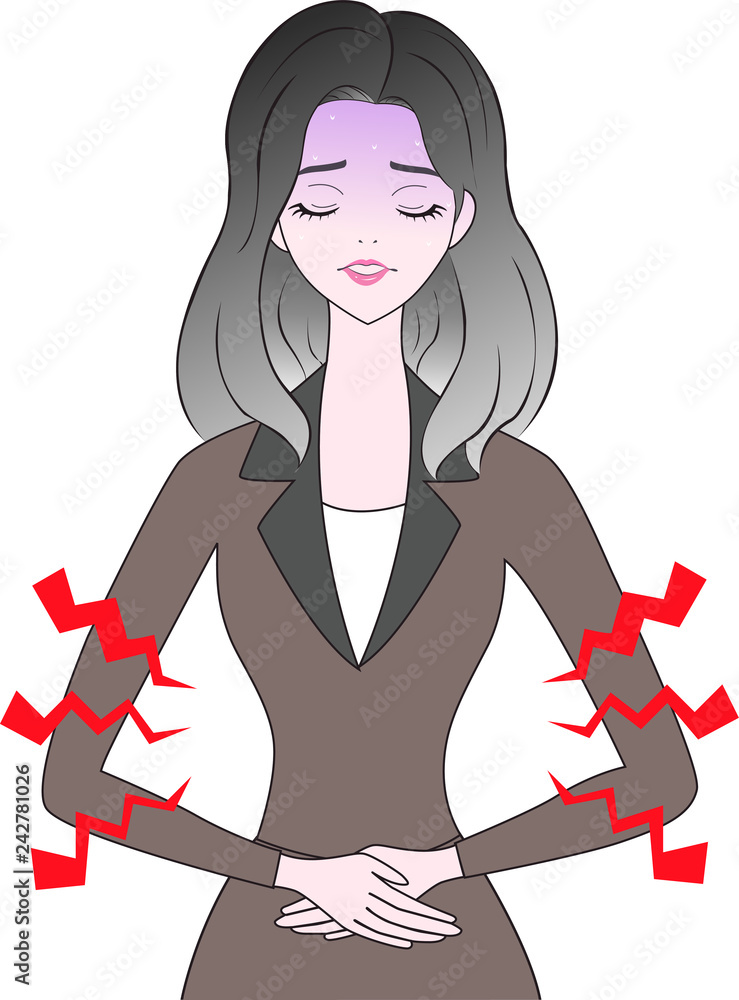 腹痛 生理痛 便秘 冷え性な女性stock Vector Adobe Stock
