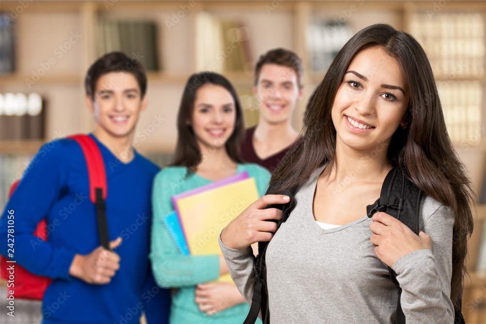 Portrait of a cute young student girl , isolated on background Portrait of a cute young student girl , isolated on background