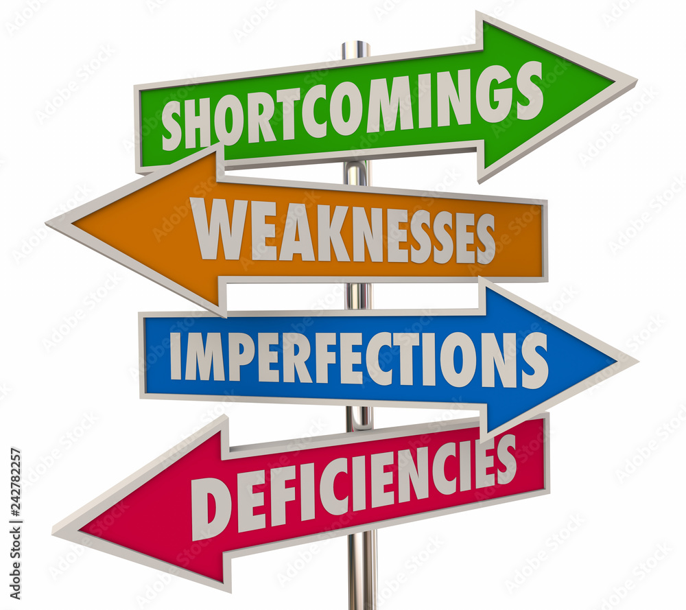 Shortcomings Problems 4 Arrow Signs 3d Illustration Shortcomings Problems 4 Arrow Signs 3d Illustration