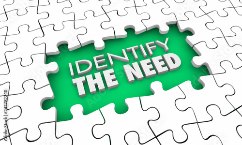 Canvas Print Identify the Need Customer Desires Puzzle Pieces Hole 3d Illustration