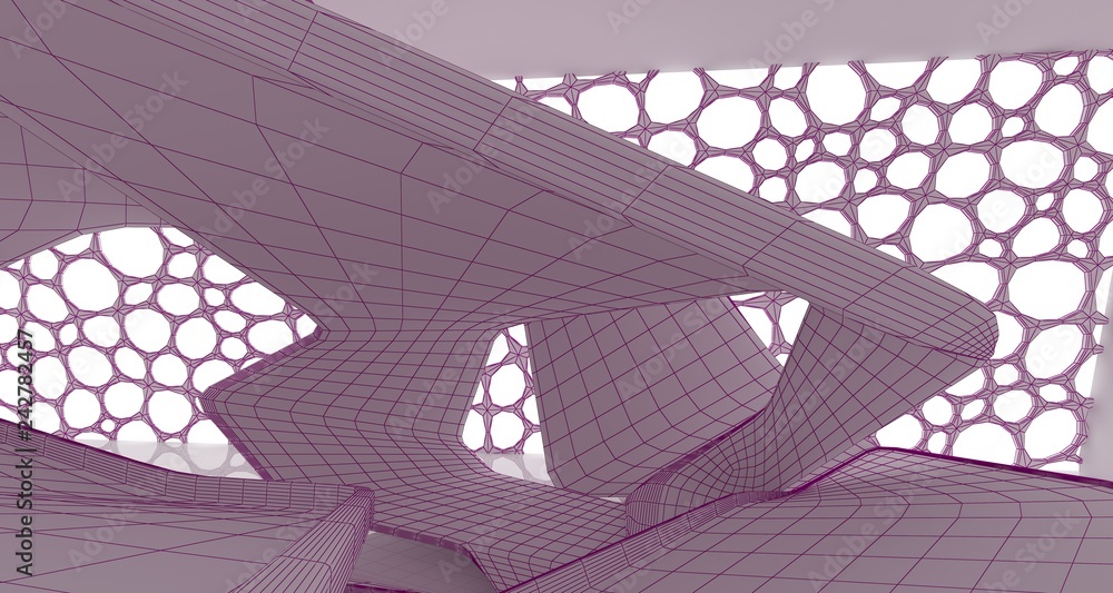 Abstract drawing white interior multilevel public space with window. 3D illustration and rendering. Abstract drawing white interior multilevel public space with window. 3D illustration and rendering.