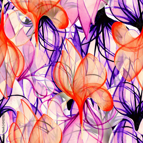 Background. Flowers watercolor. Beautiful base for design. Seamless pattern. © Юля Кобзарь