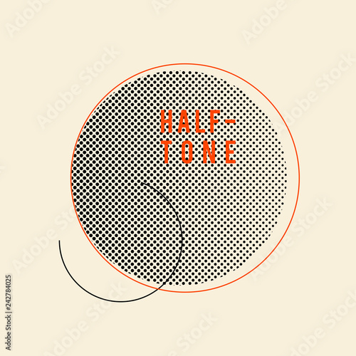 Black vintage halftone badge on beige background vector